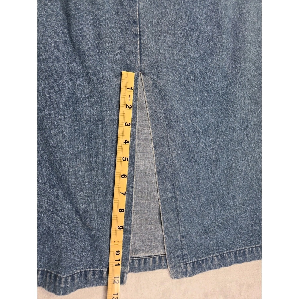 Eddie Bauer Vintage Y2K 90s Long Denim Skirt Petite 8 Button Front Midi Jean - Picture 7 of 7